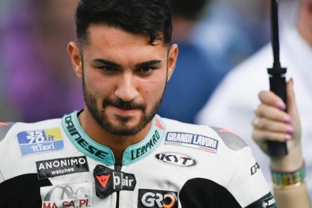 Denis Foggia of Italy and Leopard Racing prepares to start on the grid during the Moto3 race during the MotoGP Of San Marino - Race at Misano World...