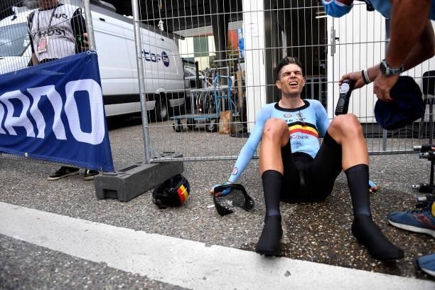 Wout Van Aert of Belgium after competing in the 94th UCI Road World Championships 2021 - Men Elite ITT a 43,3km Individual Time Trial race from...