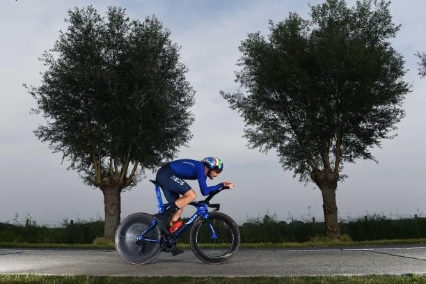 Filippo Ganna of Italy sprints during the 94th UCI Road World Championships 2021 - Men Elite ITT a 43,3km Individual Time Trial race from...