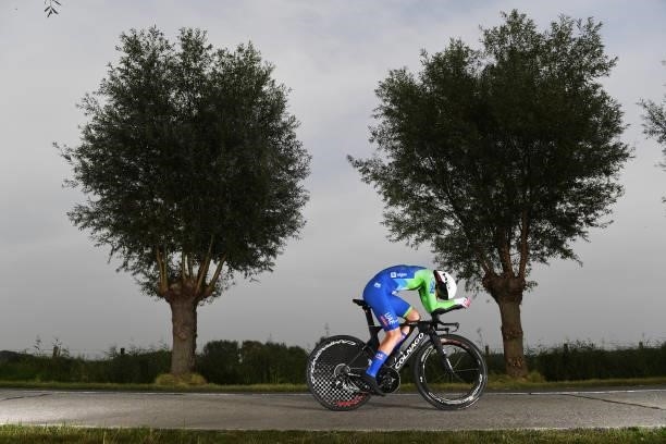 Tadej Pogacar of Slovenia sprints during the 94th UCI Road World Championships 2021 - Men Elite ITT a 43,3km Individual Time Trial race from...