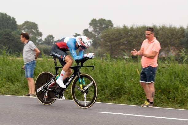 Hugo Houle of Canada competes during the 43,30 km Time Trial from Knokke-Heist to Bruges of the 2021 Road World championships on September 19, 2021...