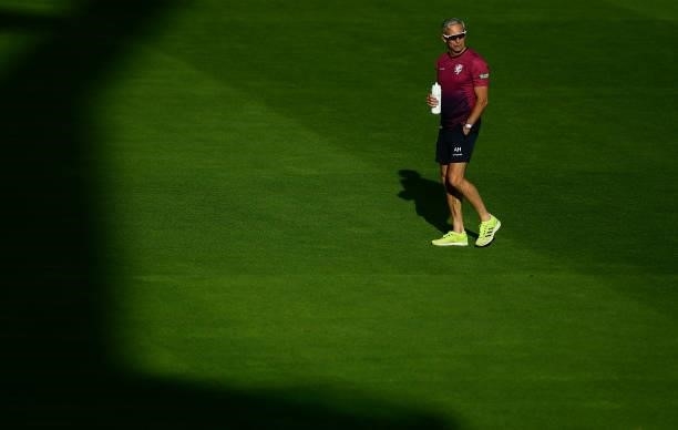 Andy Hurry, Director of Cricket of Somerset looks on ahead of the Semi-Final of the Vitality T20 Blast match between Hampshire Hawks and Somerset at...
