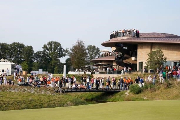 Spectators at the clubhouse during Round 4 of The Dutch Open 2021 at Bernardus Golf on September 19, 2021 in Cromvoirt, The Netherlands
