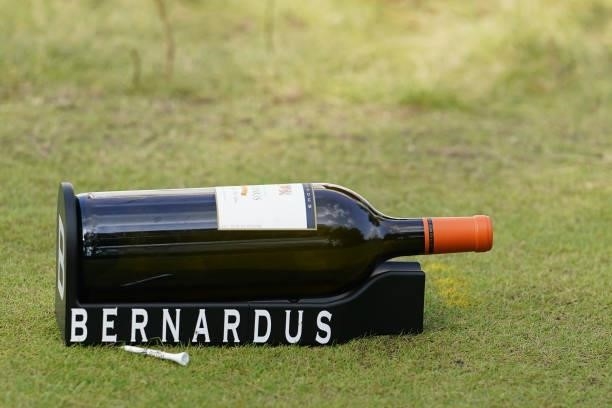Bottle of wine by each tee during Round 4 of The Dutch Open 2021 at Bernardus Golf on September 19, 2021 in Cromvoirt, The Netherlands