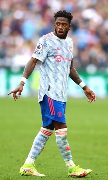 Fred of Manchester United during the Premier League match between West Ham United and Manchester United at London Stadium on September 19, 2021 in...