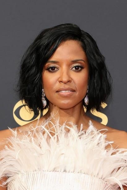 Renee Elise Goldsberry, jewelry detail, attends the 73rd Primetime Emmy Awards at L.A. LIVE on September 19, 2021 in Los Angeles, California.