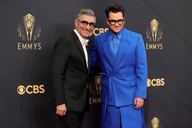 Eugene Levy and Dan Levy attend the 73rd Primetime Emmy Awards at L.A. LIVE on September 19, 2021 in Los Angeles, California.