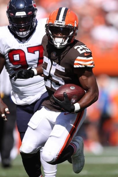 Demetric Felton of the Cleveland Browns plays against the Houston Texans at FirstEnergy Stadium on September 19, 2021 in Cleveland, Ohio. Cleveland...