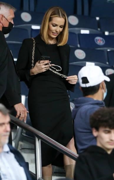 Maeva Coucke attends the Ligue 1 Uber Eats match between Paris Saint-Germain and Olympique Lyonnais at Parc des Princes stadium on September 19, 2021...