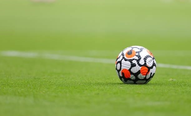 The official Nike Flight match ball is seen during the Premier League match between Tottenham Hotspur and Chelsea at Tottenham Hotspur Stadium on...