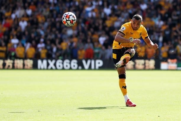 Marcal of Wolverhampton Wanderers crosses the ball during the Premier League match between Wolverhampton Wanderers and Brentford at Molineux on...