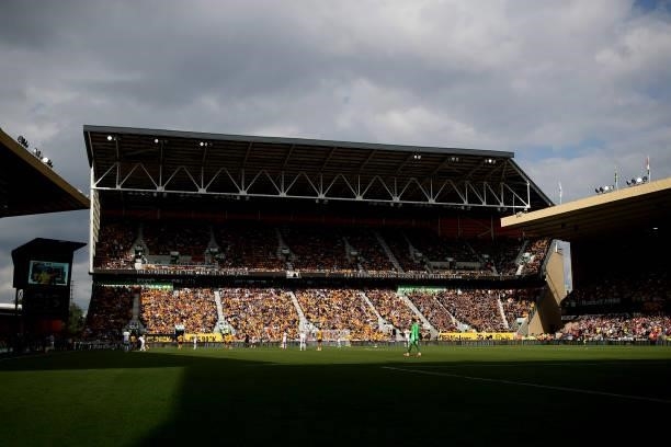 General view inside the stadium during the Premier League match between Wolverhampton Wanderers and Brentford at Molineux on September 18, 2021 in...