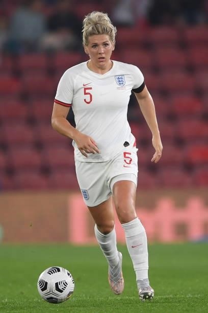 Millie Bright of England runs with the ball during the FIFA Women's World Cup 2023 Qualifier group D match between England and North Macedonia at St....