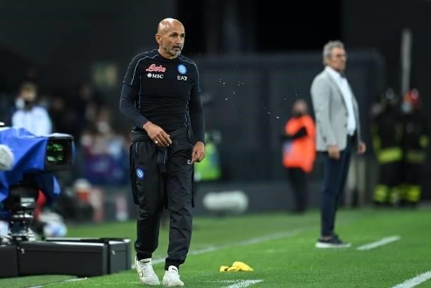 Luciano Spalletti head coach of SSC Napoli looks on during the Serie A match between Udinese Calcio and SSC Napoli at Dacia Arena on September 20,...