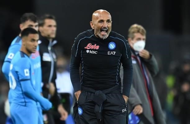 Luciano Spalletti head coach of SSC Napoli reacts during the Serie A match between Udinese Calcio and SSC Napoli at Dacia Arena on September 20, 2021...