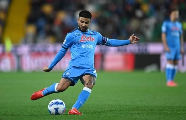 Lorenzo Insigne of SSC Napoli in action during the Serie A match between Udinese Calcio and SSC Napoli at Dacia Arena on September 20, 2021 in Udine,...
