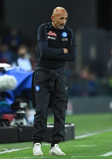 Luciano Spalletti head coach of SSC Napoli looks on during the Serie A match between Udinese Calcio and SSC Napoli at Dacia Arena on September 20,...