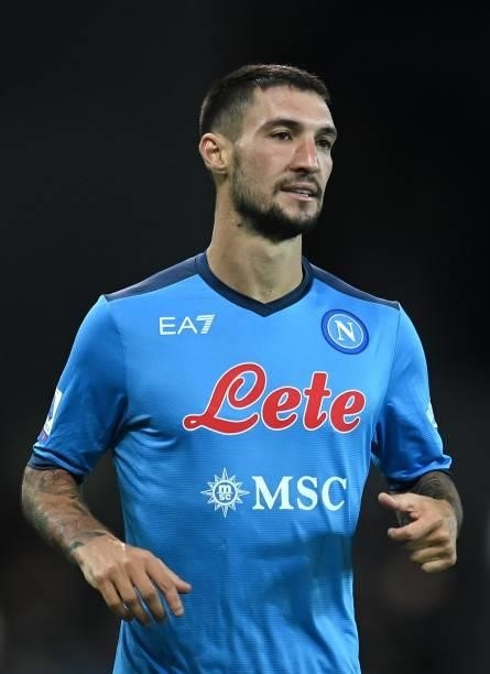 Matteo Politano of SSC Napoli looks on during the Serie A match between Udinese Calcio and SSC Napoli at Dacia Arena on September 20, 2021 in Udine,...