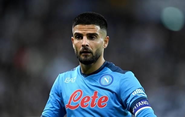 Lorenzo Insigne of SSC Napoli looks on during the Serie A match between Udinese Calcio and SSC Napoli at Dacia Arena on September 20, 2021 in Udine,...