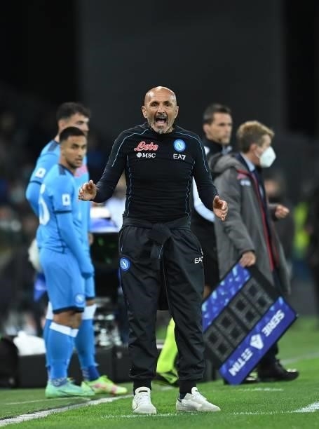 Luciano Spalletti head coach of SSC Napoli reactsduring the Serie A match between Udinese Calcio and SSC Napoli at Dacia Arena on September 20, 2021...