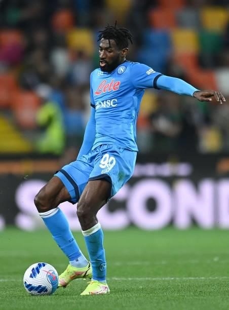 Andrè Anguissa of SSC Napoli in action during the Serie A match between Udinese Calcio and SSC Napoli at Dacia Arena on September 20, 2021 in Udine,...