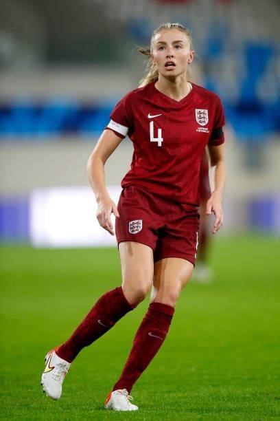 Leah Williamson of England in action during the FIFA Women's World Cup 2023 Qualifier group D match between Luxembourg and England at the Luxembourg...