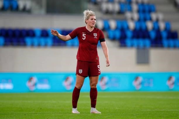 Millie Bright of England reacts during the FIFA Women's World Cup 2023 Qualifier group D match between Luxembourg and England at the Luxembourg...