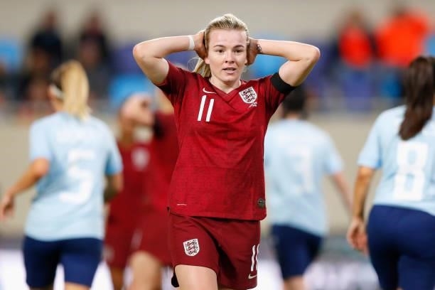 Lauren Hemp of England reacts during the FIFA Women's World Cup 2023 Qualifier group D match between Luxembourg and England at the Luxembourg...