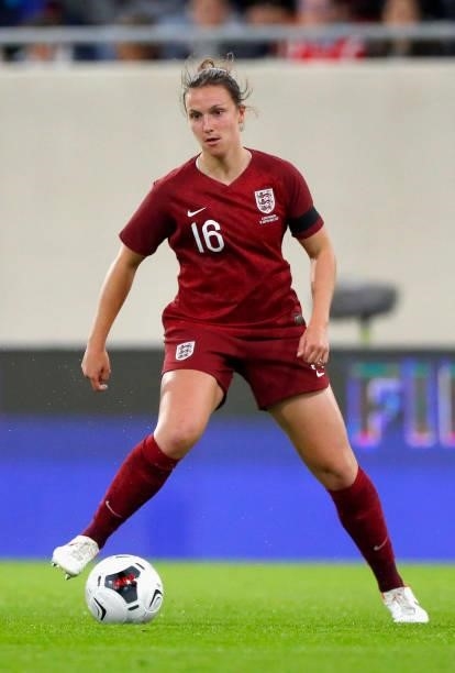Lotte Wubben-Moy of England runs with the ball during the FIFA Women's World Cup 2023 Qualifier group D match between Luxembourg and England at the...
