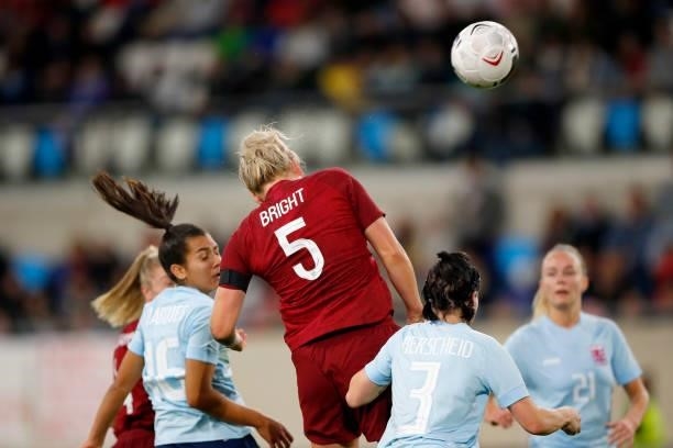 Millie Bright of England scores her team's seventh goal during the FIFA Women's World Cup 2023 Qualifier group D match between Luxembourg and England...