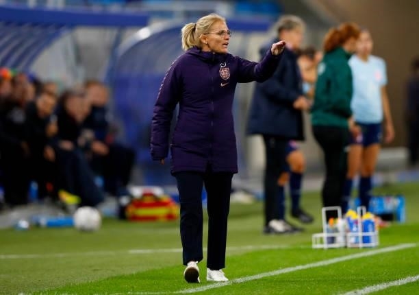 Sarina Wiegman, Head Coach of England gestures during the FIFA Women's World Cup 2023 Qualifier group D match between Luxembourg and England at the...