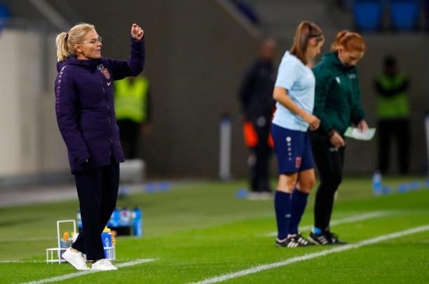 Sarina Wiegman, Head Coach of England gestures during the FIFA Women's World Cup 2023 Qualifier group D match between Luxembourg and England at the...