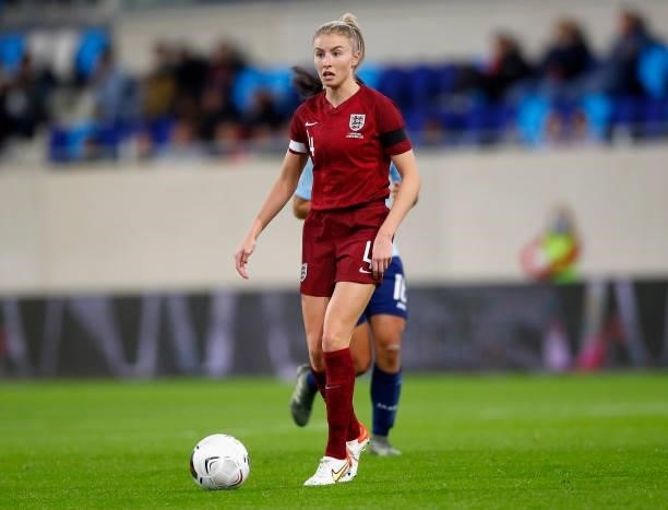 Leah Williamson of England runs with the ball during the FIFA Women's World Cup 2023 Qualifier group D match between Luxembourg and England at the...