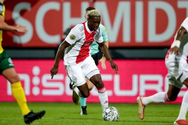 Mohamed Daramy of Ajax during the Dutch Eredivisie match between Fortuna Sittard and Ajax at Fortuna Sittard Stadion on September 21, 2021 in...
