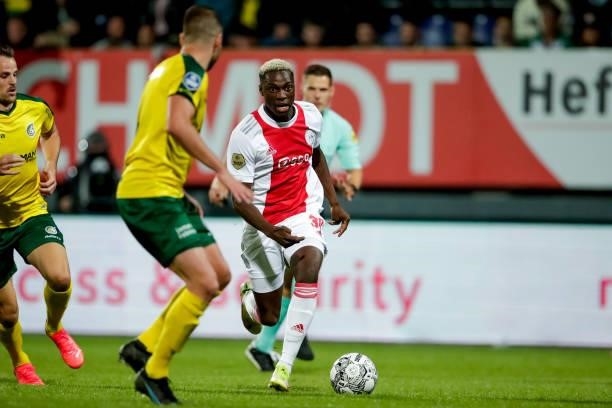 Mohamed Daramy of Ajax during the Dutch Eredivisie match between Fortuna Sittard and Ajax at Fortuna Sittard Stadion on September 21, 2021 in...
