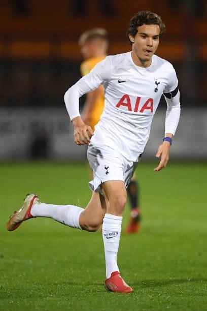 Yago Alonso of Tottenham Hotspur runs on during the Papa John's Trophy Group P match between Cambridge United and Tottenham Hotspur U21 at Abbey...