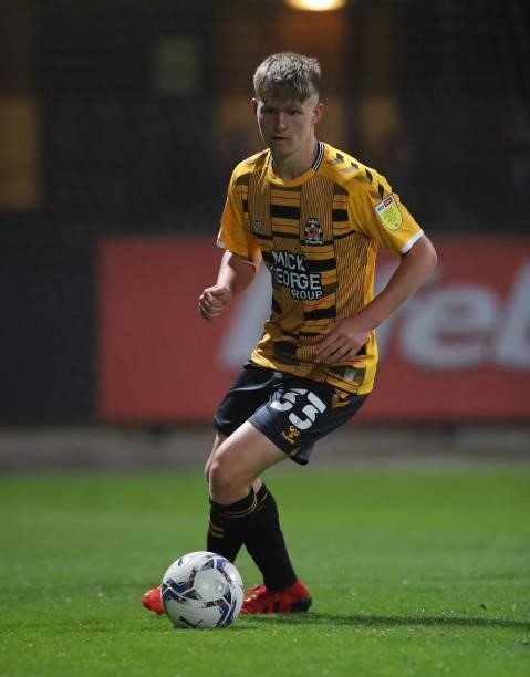 Kai Yearm of Cambridge United in action during the Papa John's Trophy match between Cambridge United and Tottenham Hotspur U21 at Abbey Stadium on...