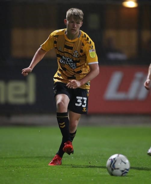Kai Yearm of Cambridge United in action during the Papa John's Trophy match between Cambridge United and Tottenham Hotspur U21 at Abbey Stadium on...