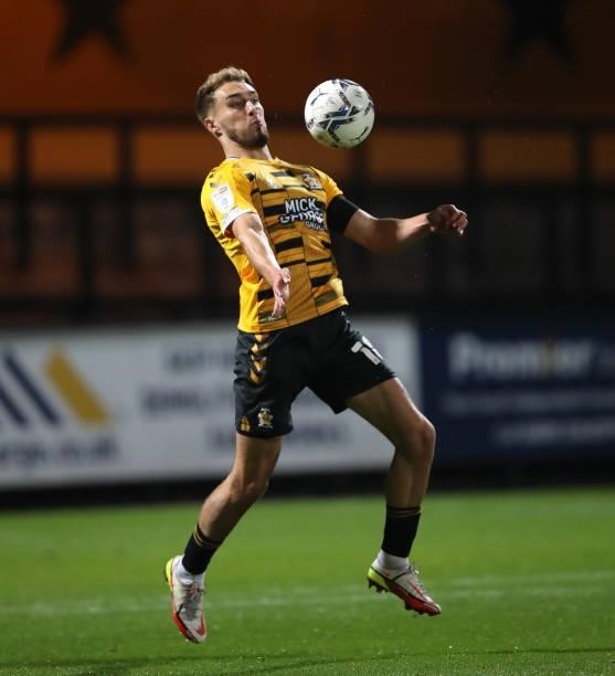 Sam Smith of Cambridge United in action during the Papa John's Trophy match between Cambridge United and Tottenham Hotspur U21 at Abbey Stadium on...