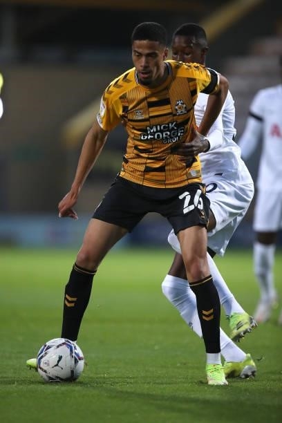Harvey Knibbs of Cambridge United in action during the Papa John's Trophy match between Cambridge United and Tottenham Hotspur U21 at Abbey Stadium...