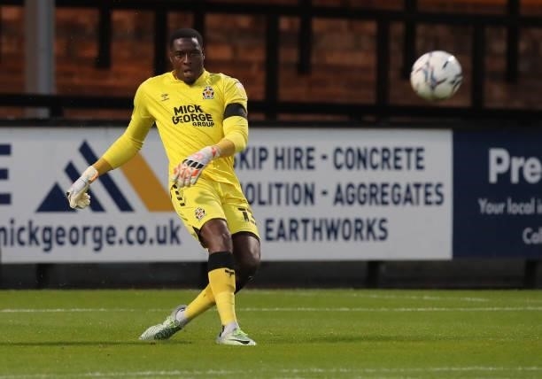 Kai McKenzie-Lyle of Cambridge United in action during the Papa John's Trophy match between Cambridge United and Tottenham Hotspur U21 at Abbey...
