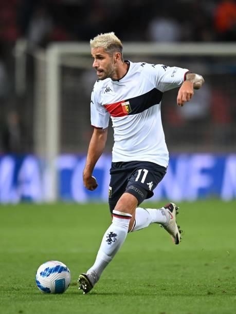 Valono Behrami of Genoa CFC in action during the Serie A match between Bologna FC v Genoa CFC at Stadio Renato Dall'Ara on September 21, 2021 in...