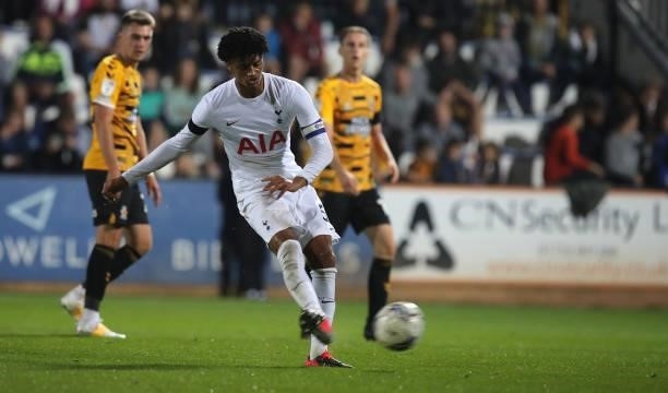 Brooklyn Lyons-Foster of Tottenham Hotspur U21 in action during the Papa John's Trophy match between Cambridge United and Tottenham Hotspur U21 at...