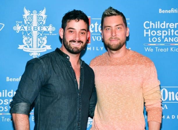 Michael Turchin and Lance Bass attend the 16th annual Toy Drive for Children's Hospital LA at The Abbey Food & Bar on September 21, 2021 in West...