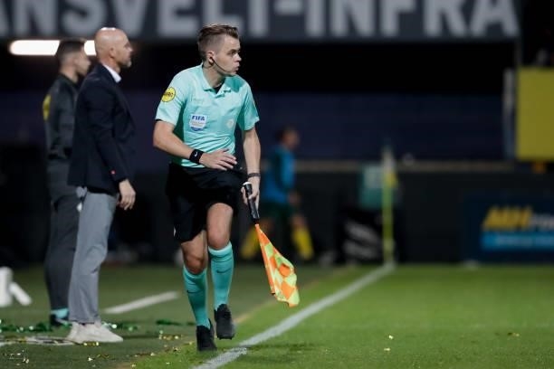 Assistant referee Rogier Honig during the Dutch Eredivisie match between Fortuna Sittard and Ajax at Fortuna Sittard Stadion on September 21, 2021 in...
