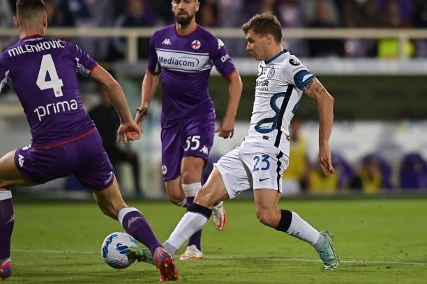 Nicolò Barella of FC Internazionale in action during the Serie A match between ACF Fiorentina v FC Internazionale at Stadio Artemio Franchi on...
