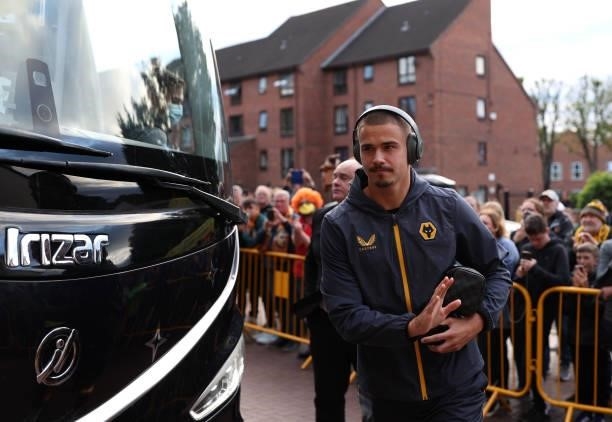 Leander Dendoncker of Wolverhampton Wanderers arrives at the stadium prior to the Carabao Cup Third Round match between Wolverhampton Wanderers and...