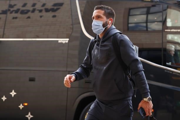 Joao Moutinho of Wolverhampton Wanderers arrives at the stadium prior to the Carabao Cup Third Round match between Wolverhampton Wanderers and...