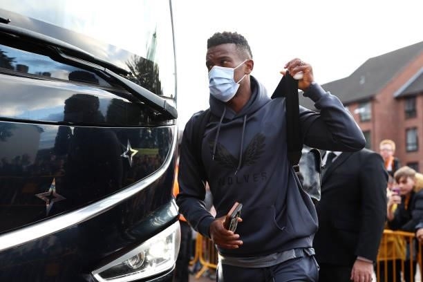 Nelson Semedo of Wolverhampton Wanderers arrives at the stadium prior to the Carabao Cup Third Round match between Wolverhampton Wanderers and...