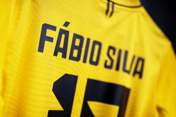 The shirt of Fabio Silva of Wolverhampton Wanderers is displayed inside the dressing room prior to the Carabao Cup Third Round match between...